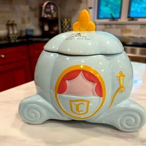 NWT HARD TO FIND! Rae Dunn Disney Cinderella Blue Carriage Canister